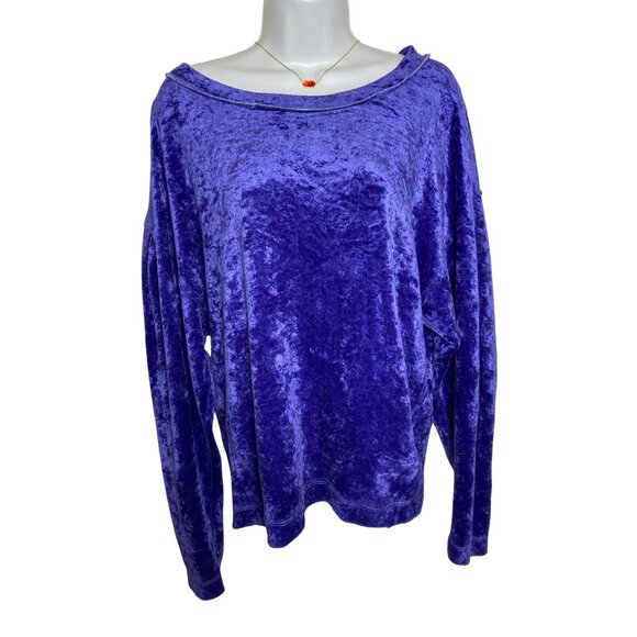 We The Free Milan Crushed Purple Velvet Dolman Long Sleeve Top, Small - Picture 2 of 10